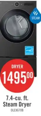 The Brick LG 7.4 Cu. Ft. Smart Electric Dryer with Steam - Black Steel - Stackable - DLEX6700B offer