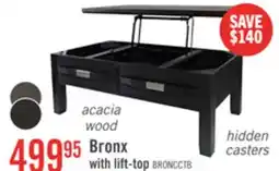 The Brick Bronx 48 Rustic Lift Top Coffee Table with Storage, Shelf and Casters - Charcoal Wood offer