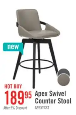 The Brick Apex Counter-Height Stool with Swivel Seat & Vegan Leather Fabric, 27H, Wood & Metal - Taupe offer