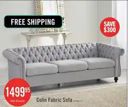 The Brick Colin Fabric 3 Seater Sofa With Tufted Back And Nailhead Trim - Grey offer