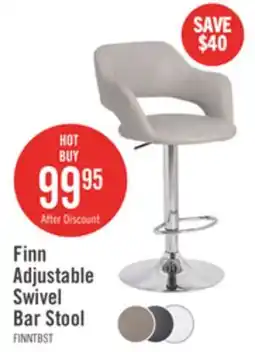 The Brick Finn Barstool with Swivel & Adjustable Seat, Vegan Leather Fabric, 23-31.5H, Metal - Beige offer