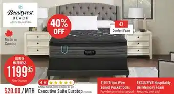 The Brick Beautyrest Black Hotel Executive Suite Eurotop Firm Queen Mattress offer