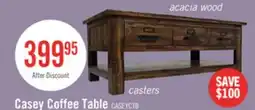 The Brick Casey 48 Rustic Coffee Table with Storage, Shelf and Casters - Brown Wood offer