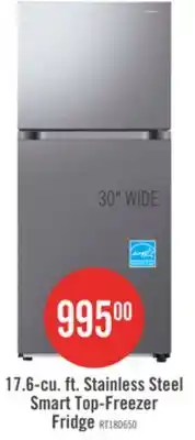 The Brick Samsung 30 17.6 Cu. Ft. Smart Top-Freezer Refrigerator - Stainless Steel - RT18DG6500SRAC offer