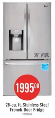 The Brick LG 36 28 Cu. Ft. French-Door Refrigerator - Smudge Proof Stainless Steel - LRFS28XBS offer