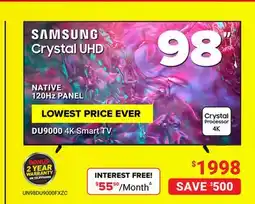 Visions Electronics Samsung 98 Crystal UHD DU9000 4K Smart TV offer