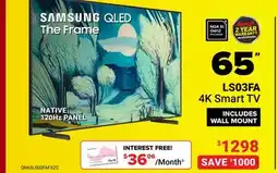 Visions Electronics Samsung 65 LS03FA 4K Smart TV offer