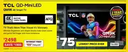 Visions Electronics TCL 75 QM9K 4K Smart TV offer