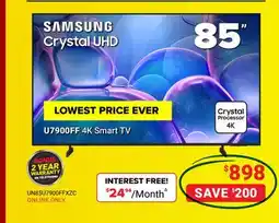Visions Electronics Samsung U7900FF 4K Smart TV 85 offer