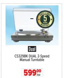 2001 Audio Video CS329BK DUAL 2-Speed Manual Turntable offer