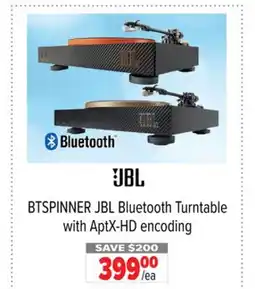 2001 Audio Video BTSPINNER JBL Bluetooth Turntable with AptX-HD encoding offer