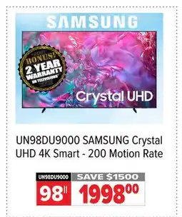2001 Audio Video UN98DU9000 98 SAMSUNG Crystal UHD 4K Smart - 200 Motion Rate offer