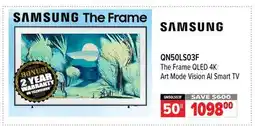 2001 Audio Video QN50LS03F 50 The Frame QLED 4K Art Mode Vision AI Smart TV offer