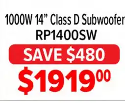 2001 Audio Video RP1400SW Klipsch 1000W 14 Class D Subwoofer offer