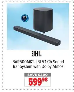 2001 Audio Video BAR500MK2 JBL5.1 Ch Sound Bar System with Dolby Atmos offer