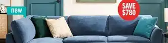 The Brick Horizon 2-Piece Right-Facing Fabric Sectional with Wood Base and Legs - Navy offer