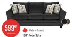 The Brick Made in Canada Febe 100 Chenille Fabric Queen-Size Sofa Bed with Flared Arms - Charcoal Grey offer