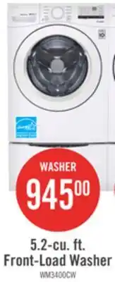 The Brick LG 5.2 Cu. Ft. Front-Load High-Efficiency Washer - White - Stackable - WM3400CW offer