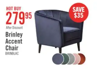 The Brick Brinley 29 Velvet Fabric Accent Chair with Wood Legs - Blue offer