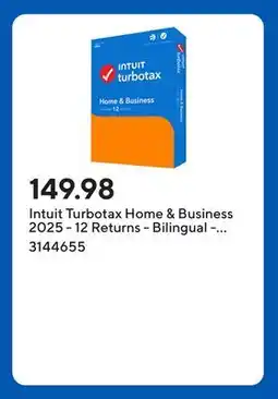 Staples Intuit Turbotax Home & Business 2025 - 12 Returns - Bilingual - Windows [Digital Download] offer
