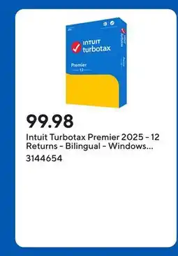 Staples Intuit Turbotax Premier 2025 - 12 Returns - Bilingual - Windows [Digital Download] offer