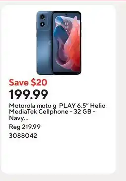 Staples Motorola moto g PLAY 6.5 Helio MediaTek Cellphone - 32 GB - Navy Blue - Unlocked offer