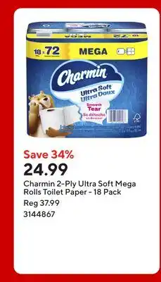 Staples Charmin 2-Ply Ultra Soft Mega Rolls Toilet Paper offer