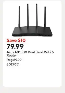 Staples Asus AX1800 Dual Band WiFi 6 Router offer
