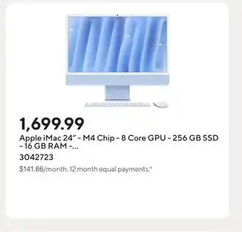 Staples Apple iMac 24 - M4 Chip - 8 Core GPU - 256 GB SSD - 16 GB RAM - Blue - English offer