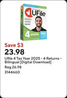 Staples Ufile 4 Tax Year 2025 - 4 Returns - Bilingual [Digital Download] offer