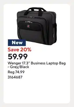 Staples Wenger 17.3 Business Laptop Bag - Grey/Black offer