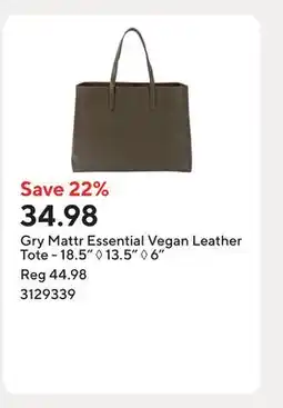 Staples Gry Mattr Essential Vegan Leather Tote - 18.5 ◊ 13.5 ◊ 6 offer