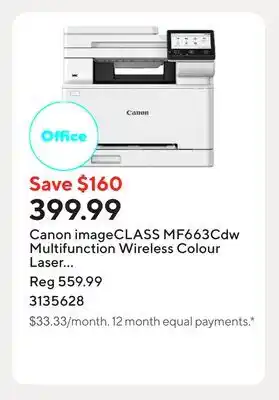 Staples Canon imageCLASS MF663Cdw Multifunction Wireless Colour Laser Printer - White offer