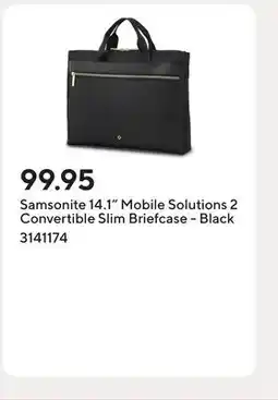 Staples Samsonite 14.1 Mobile Solutions 2 Convertible Slim Briefcase - Black offer
