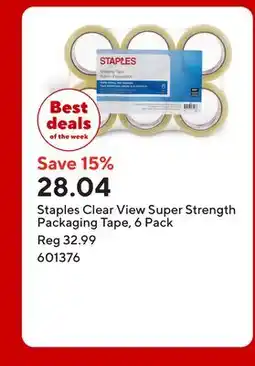 Staples Staples Clear View Super Strength Packaging Tape offer