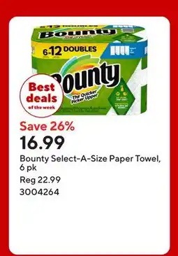 Staples Bounty Select-A-Size Paper Towel offer