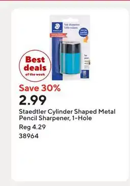 Staples Staedtler Cylinder Shaped Metal Pencil Sharpener, 1-Hole offer