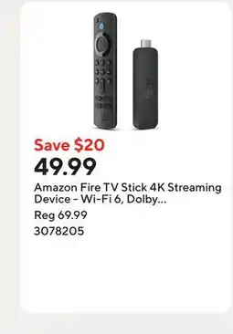Staples Amazon Fire TV Stick 4K Streaming Device - Wi-Fi 6, Dolby Vision/Atmos (2023) offer