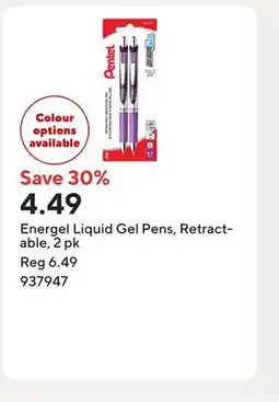 Staples Energel Liquid Gel Pens, Retractable offer