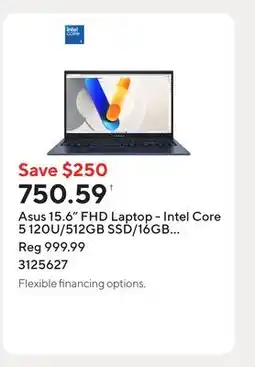Staples Asus 15.6 FHD Laptop - Intel Core 5 120U/512GB SSD/16GB RAM/Windows 11 Home offer