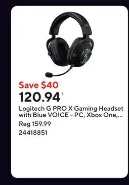 Staples Logitech G PRO X Gaming Headset with Blue VO!CE - PC, Xbox One, PS5, PS4, Nintendo Switch - Black offer