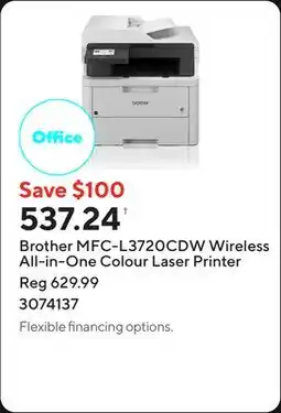 Staples Brother MFC-L3720CDW Wireless All-in-One Colour Laser Printer offer