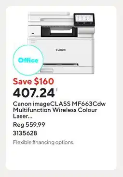 Staples Canon imageCLASS MF663Cdw Multifunction Wireless Colour Laser Printer - White offer
