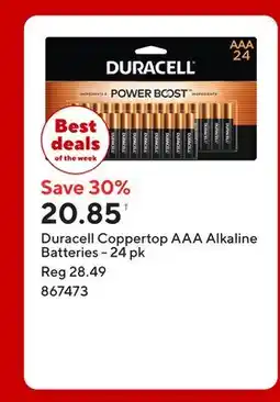 Staples Duracell Coppertop AAA Alkaline Batteries offer