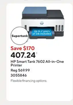 Staples HP Smart Tank 7602 All-in-One Printer offer