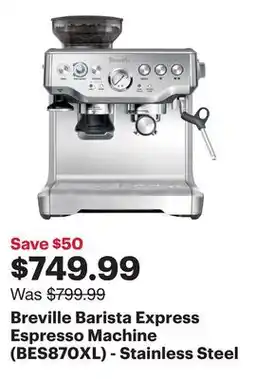 Best Buy Breville Barista Express Espresso Machine (BES870XL) - Stainless Steel offer