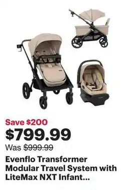 Best Buy Evenflo Transformer Modular Travel System with LiteMax NXT Infant Car Seat - Beige offer