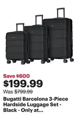 Best Buy Bugatti Barcelona 3-Piece Hardside Luggage Set - Black - Only at Best Buy offer