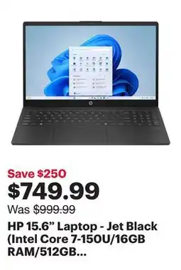 Best Buy HP 15.6 Laptop - Jet Black (Intel Core 7-150U/16GB RAM/512GB SSD/Windows 11) offer
