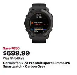 Best Buy Garmin fēnix 7X Pro Multisport 53mm GPS Smartwatch - Carbon Grey offer